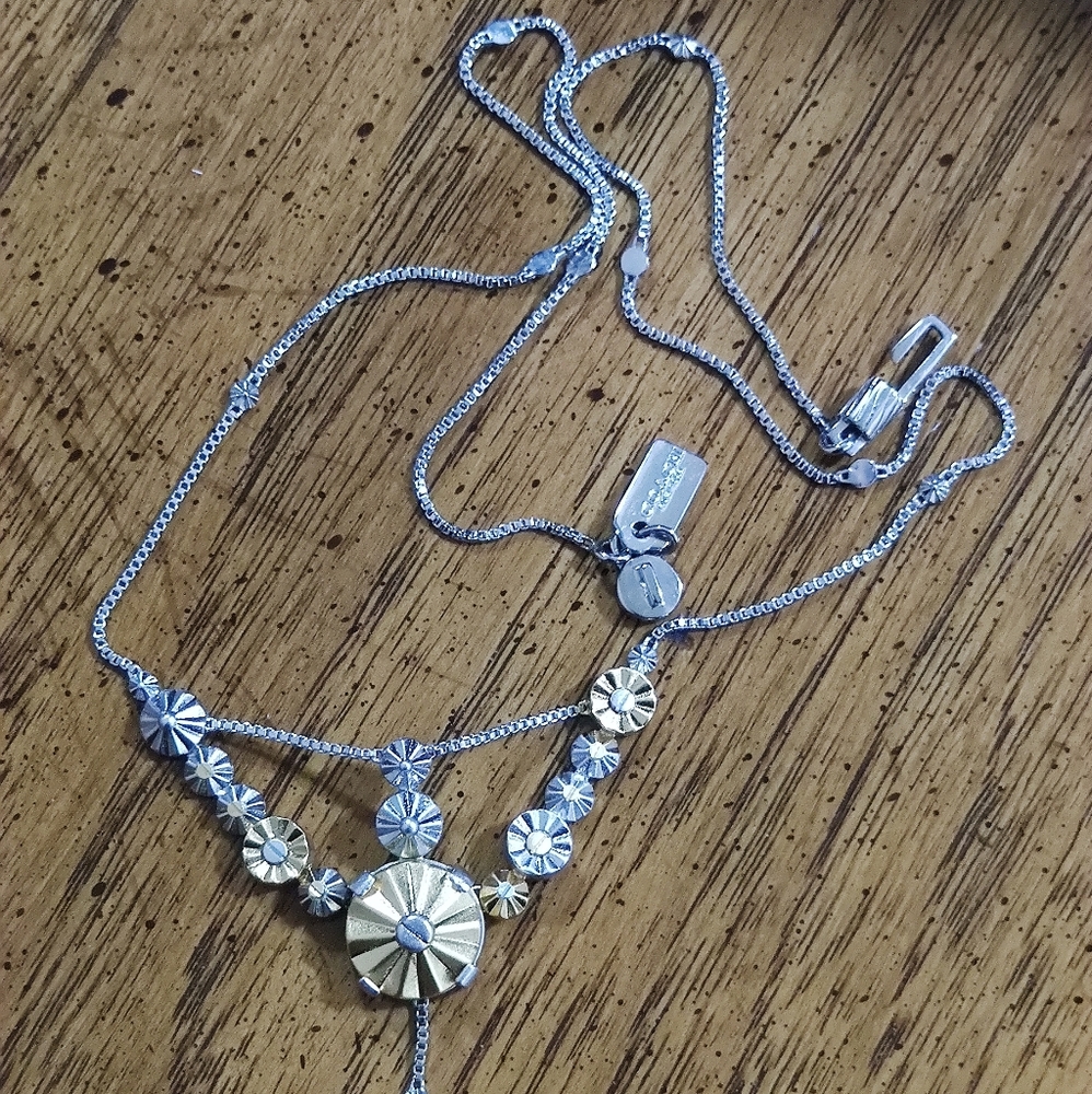 Coach Daisy Rivets Lariat Necklace Rare - Picture 11 of 11